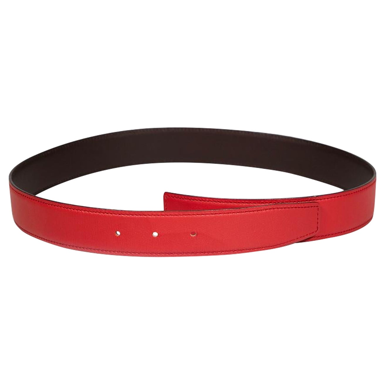 Hermès 2009 Red & Brown Leather Reversible Belt Strap For Sale
