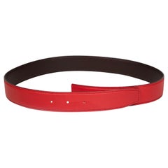 Hermès 2009 Bracelet de ceinture réversible en cuir rouge et Brown