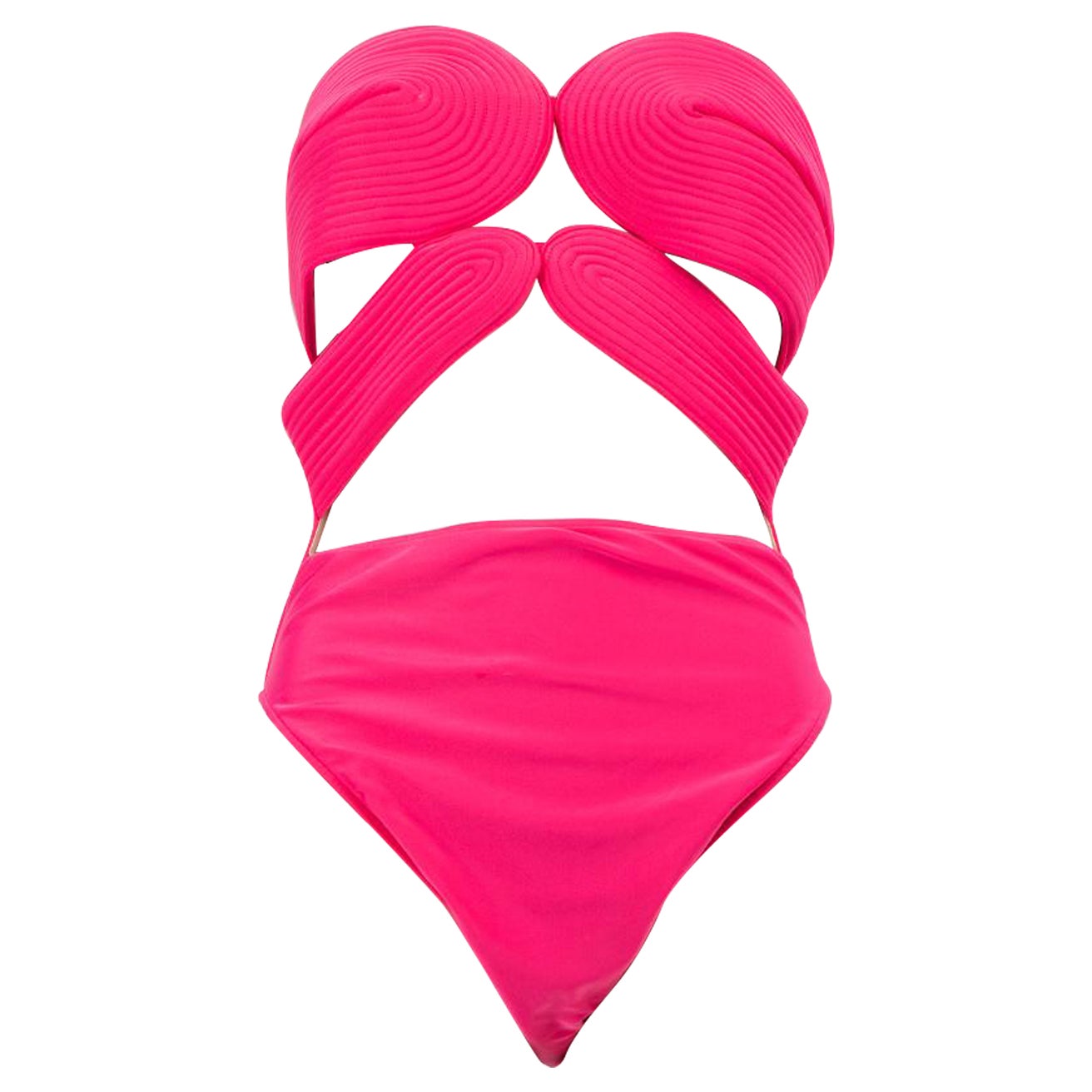 Adriana Degreas Pink Matelassé Strapless Swimsuit Size L For Sale
