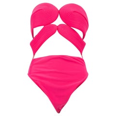 Adriana Degreas Pink Matelassé Strapless Swimsuit Size L