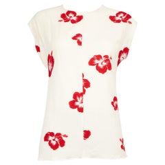 Saint Laurent Ecru Hibiscus Flower Print Top Size XS