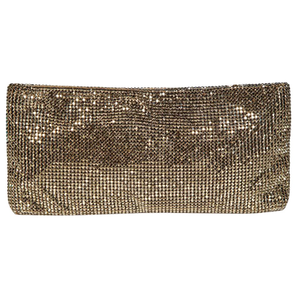 Christian Louboutin Gold Metal Glitter Maikimai Clutch Bag For Sale
