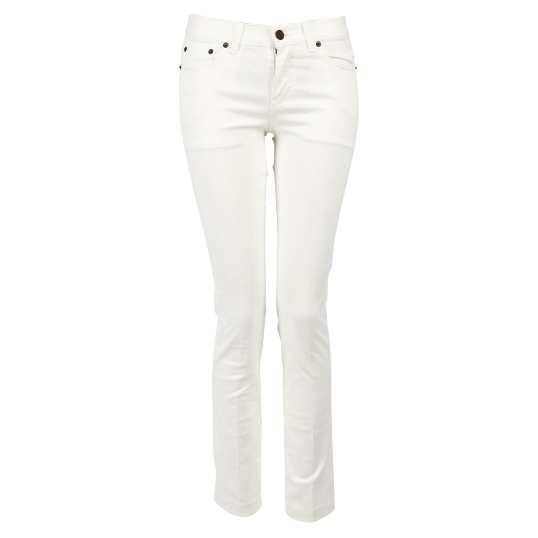 Saint Laurent White Denim Skinny Fit Jeans Size S For Sale