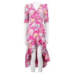 Sandro Pink Floral V-Neck Midi Dress Size S