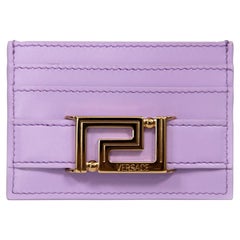 Used Versace Baby Violet Leather Greca Goddess Card Holder