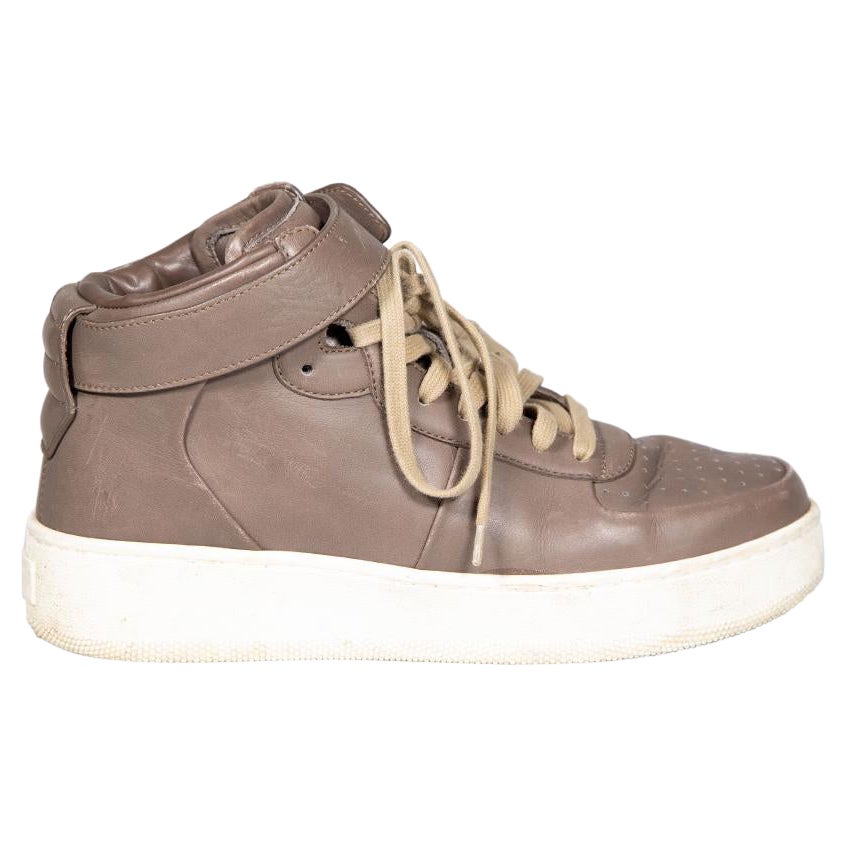 Céline Brown Leather Lace Up High Top Trainers Size IT 39 For Sale