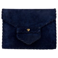 Sepcoeur Große Clutch aus blauem Wildleder
