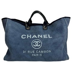 Chanel Denim Blau XL Deauville Tote aus Denim - ca. 2012