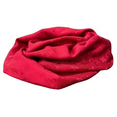 Louis Vuitton Scialle Monogram Rosso In Seta E Lana 