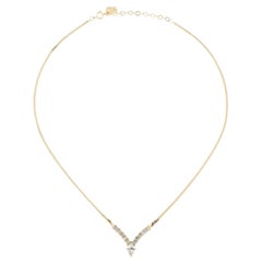 Christian Dior Retro 1980s Whole Crystals Triangle V Pendant Chain Necklace