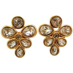Vintage 1970s Signed Christian Dior Crystal Earrings