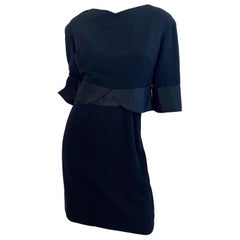 1960s Helen Rose Black 3/4 Sleeves Lightweight Wool Vintage 60s Dress Ensemble