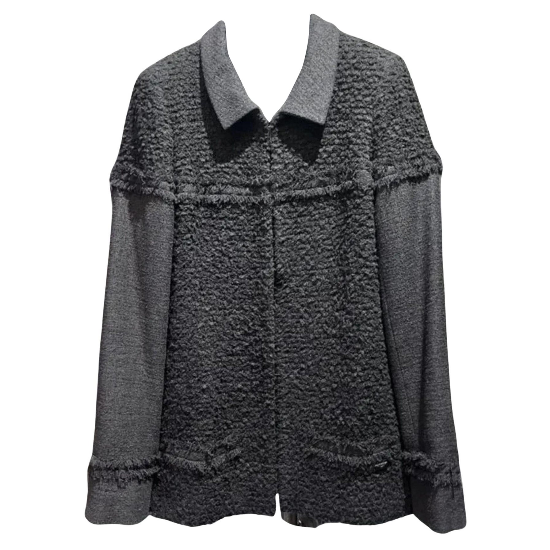 Chanel New CC Bag Charm Black Tweed Jacket For Sale