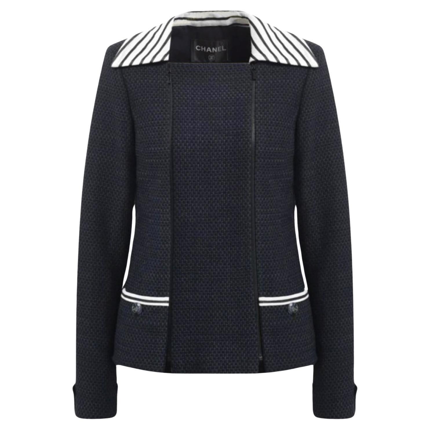 Chanel Neue maritime Tweed-Jacke mit CC-Knöpfen aus Tweed im Angebot