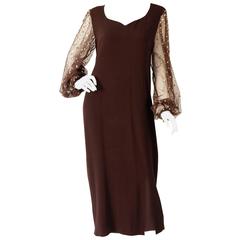 1970s Chocolate Brown Pauline Trigere Dress 2