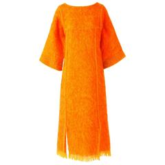 Jacque d'Aubres Hand Made Mohair Caftan Dress in Tangerine