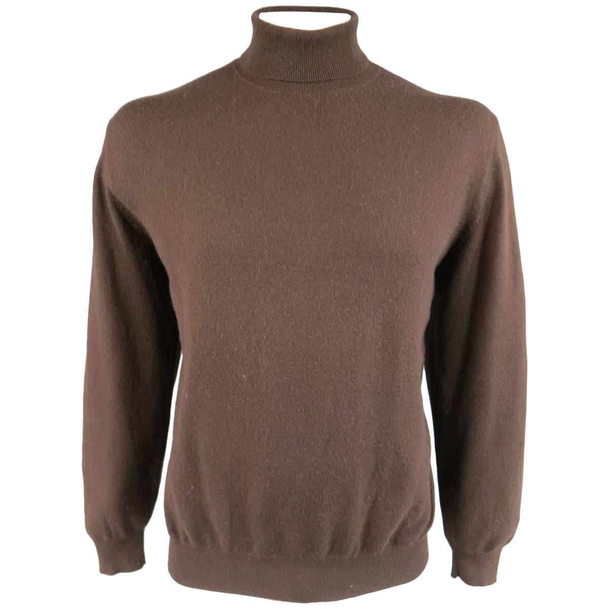 RALPH LAUREN Purple Label Size XL Chocolate Brown Cashmere Turtleneck Sweater