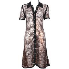 1990's Jean-Paul Gaultier Copper Sequin Short-Sleeved Sheer Dress