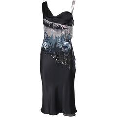 John Galliano Black Silk Cocktail Dress W/Sequin Detailing 6