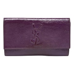 Yves Saint Laurent Purple Patent Leather Belle De Jour Flap Clutch