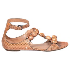 Azzedine Alaïa Brown Snakeskin Studded Sandals Size IT 40