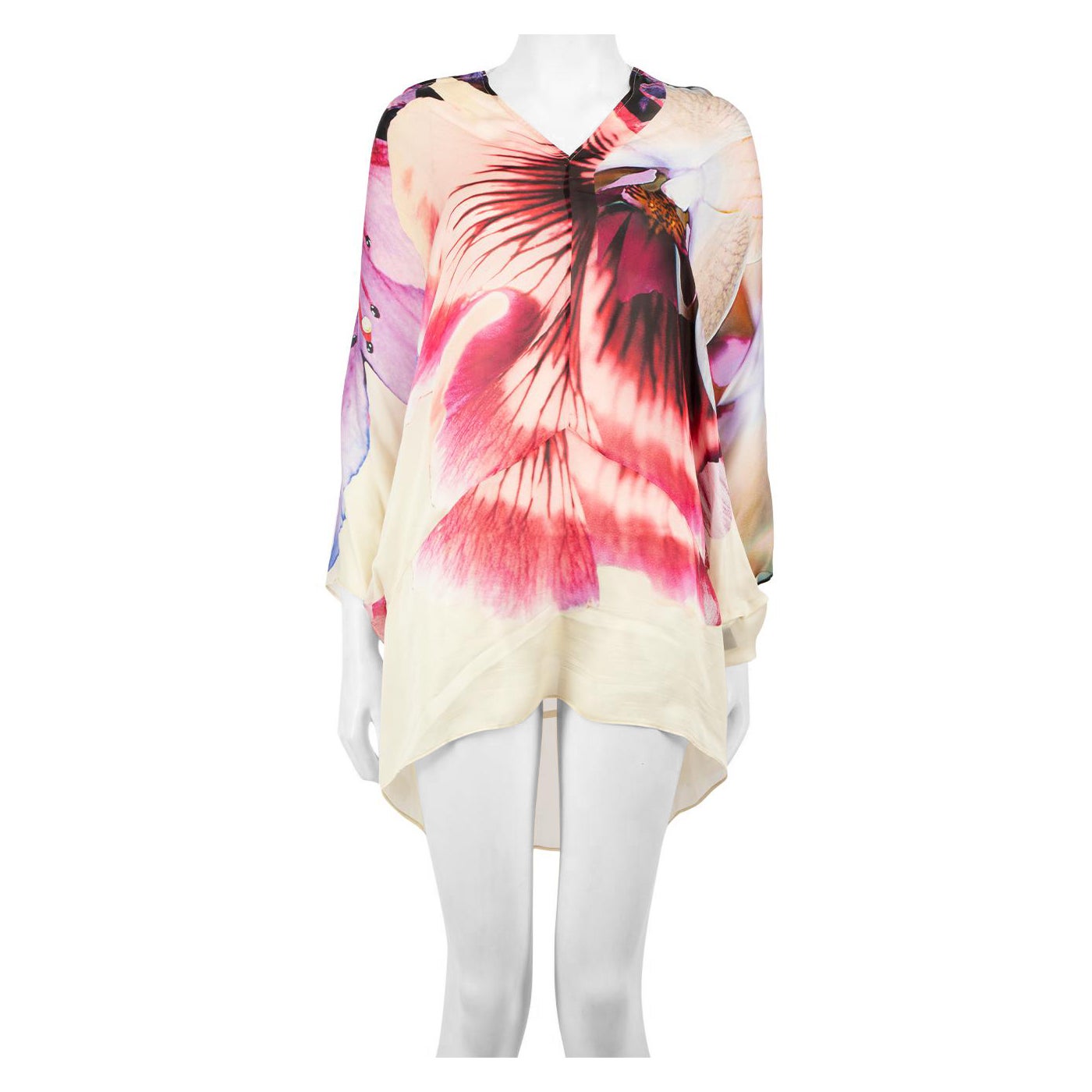 Roberto Cavalli Floral Silk Mini Beach Dress Size S For Sale