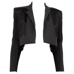 Pinko Black Tassel Detail Cropped Blazer Size XXS