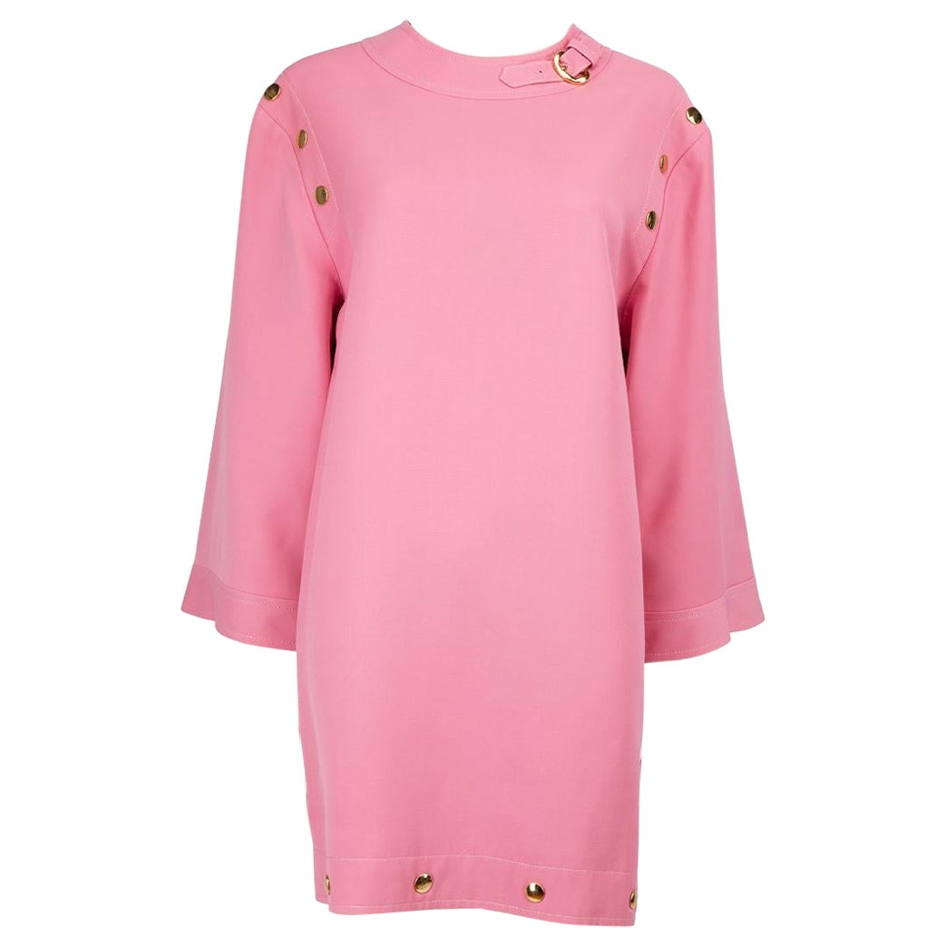 Gucci Pink Silk Button Detail Mini Dress Size XXL For Sale