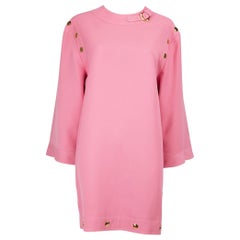 Used Gucci Pink Silk Button Detail Mini Dress Size XXL