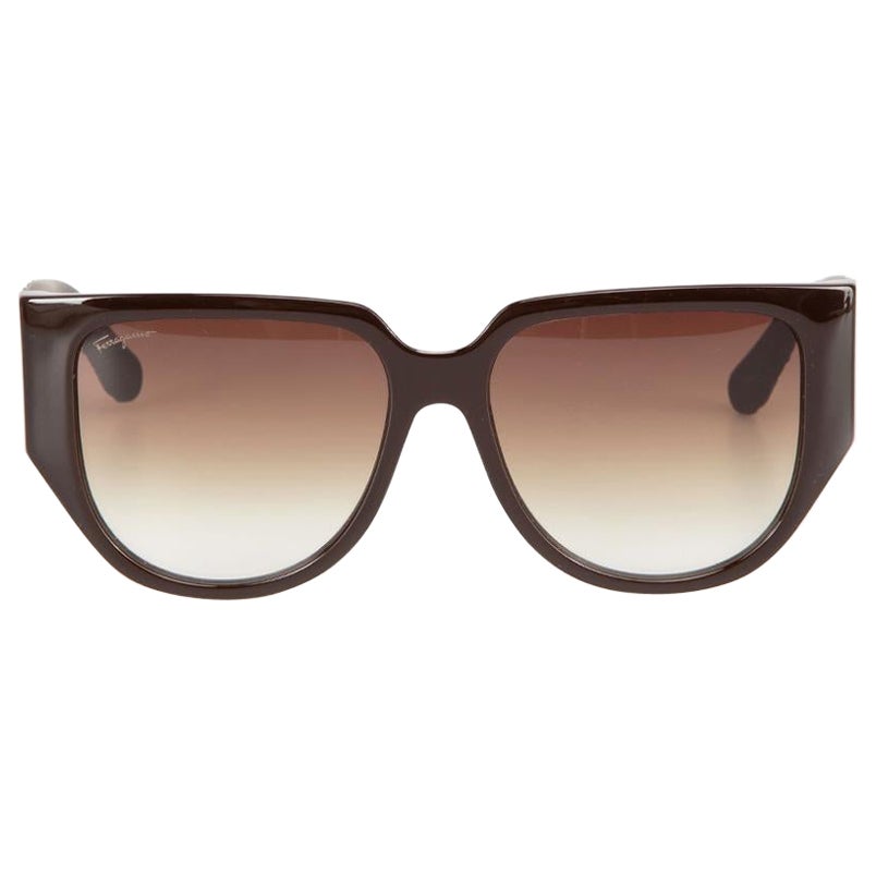 Salvatore Ferragamo Dark Brown Browline Gradient Sunglasses For Sale