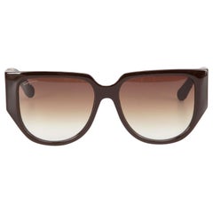 Salvatore Ferragamo Dark Brown Browline Gradient Sunglasses