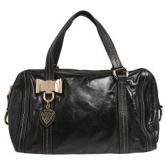 Gucci Black Leather Duchessa Boston Bag