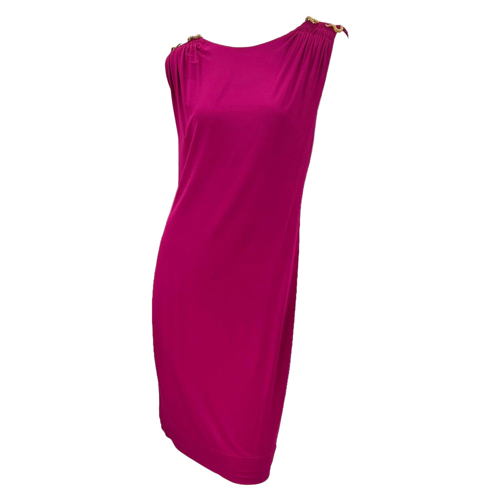 2005 Vintage Roberto Cavalli Fuchsia Pink Dress with Snake details Size 44 For Sale