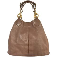 Gucci Oversize Taupe Smooth Leather Tote With Double Brass Horse Bit Handles 4