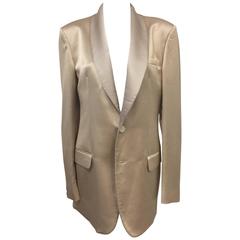 Versace Champagne Cotton Wool & Silk Blend Dinner Jacket With Shawl Collar 8
