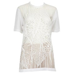 Elie Saab - T-shirt blanc orné de sequins, taille XL