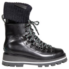 Jimmy Choo Black Leather Chike Combat Boots Size IT 38.5