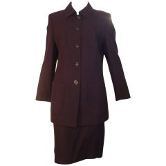 Classic A.K.R.I.S Wool Eggplant Skirt Suit (14 US)