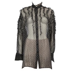 Valentino Garavani Noir Chemisier transparent à bordures à volants Taille L