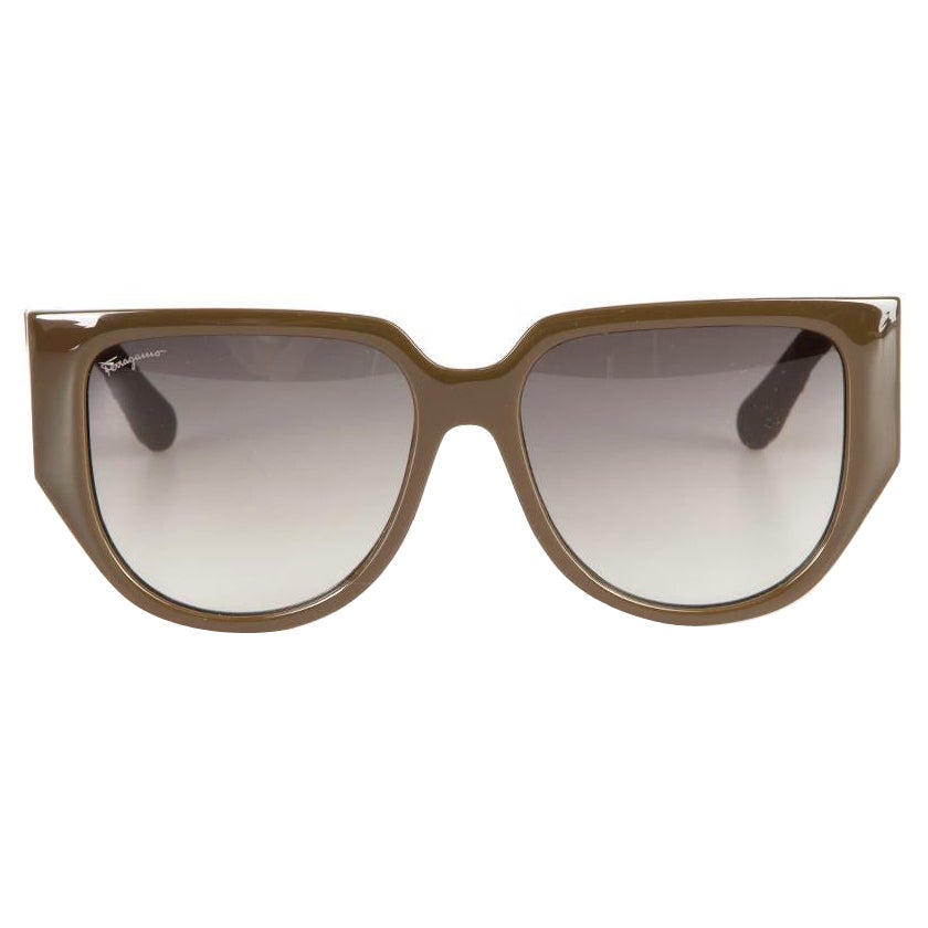 Salvatore Ferragamo Dark Khaki Browline Gradient Sunglasses For Sale