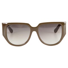 Salvatore Ferragamo Dark Khaki Browline Gradient Sunglasses