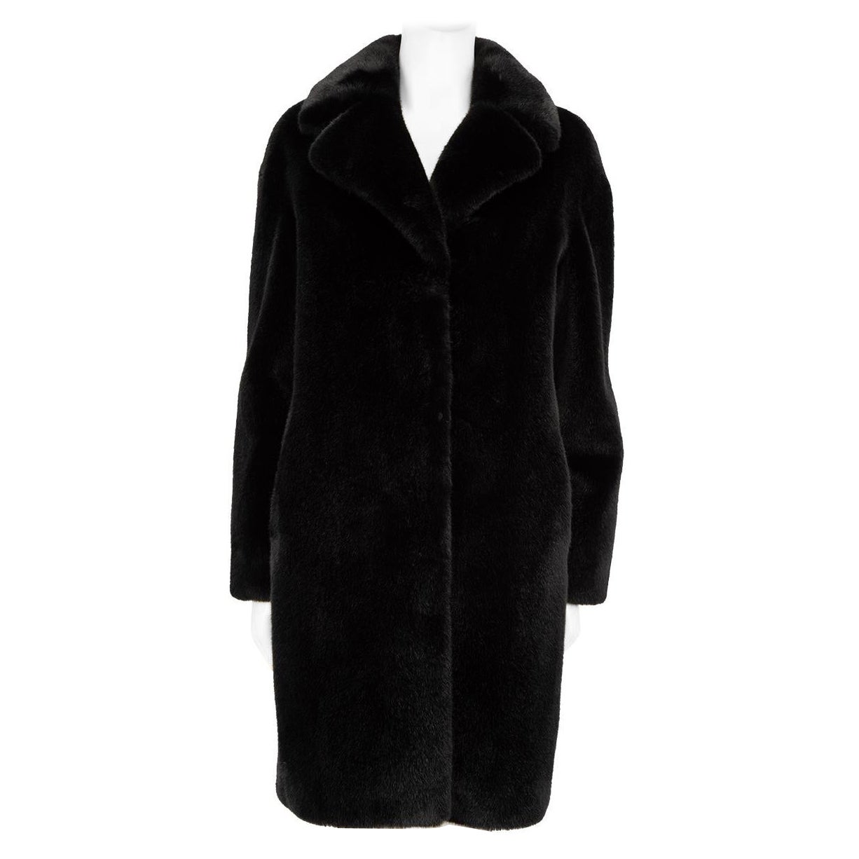 Stand Studio Black Faux Fur Camille Cocoon Coat Size XXXS For Sale
