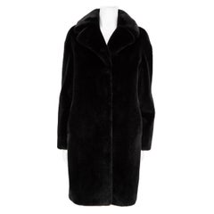 Used Stand Studio Black Faux Fur Camille Cocoon Coat Size XXXS