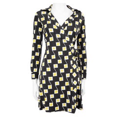 Used Diane Von Furstenberg Abstract Printed Wrap Dress Size M
