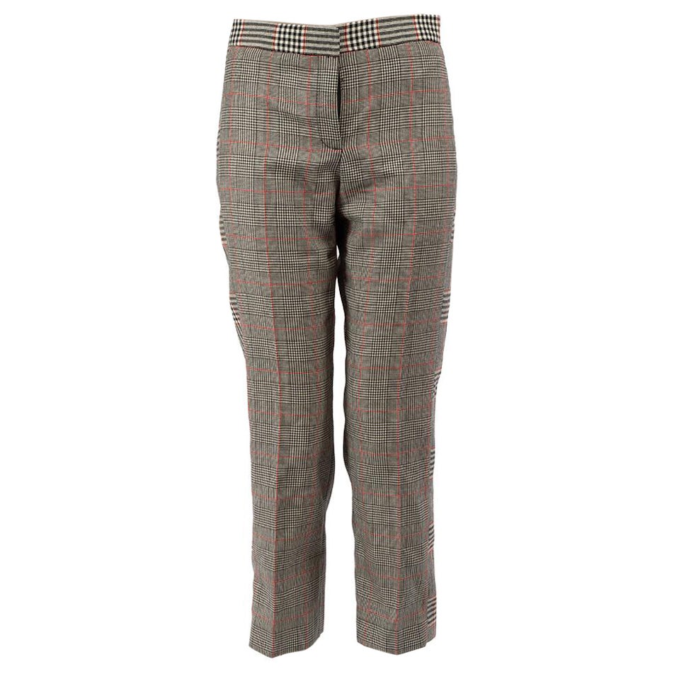 Alexander McQueen Grey Plaid Tapered Trousers Size M For Sale
