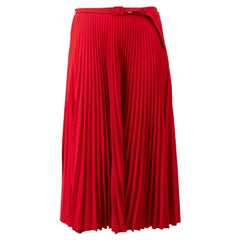 Prada Red Pleated Midi Skirt Size M