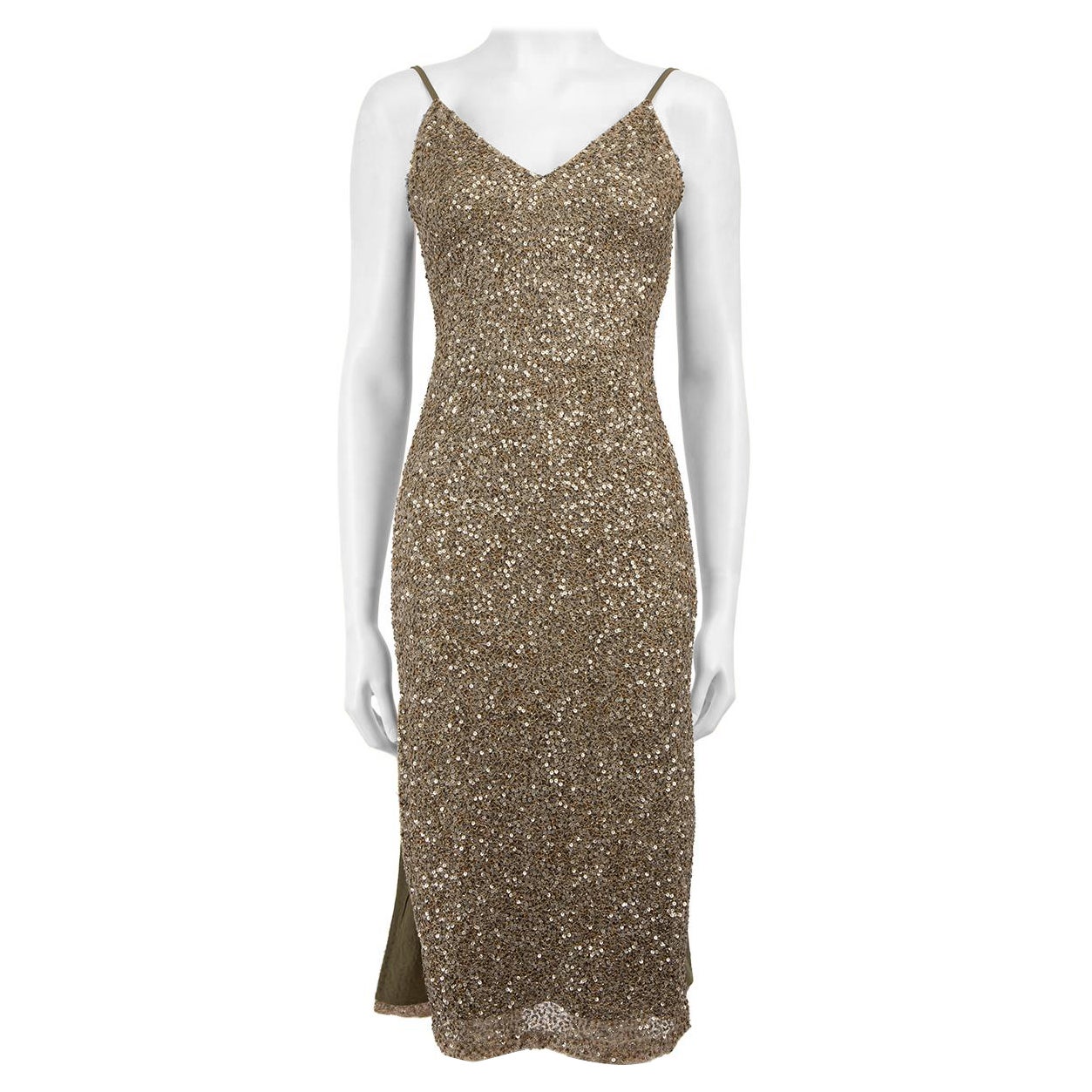 Alice + Olivia Brown Sequinned Midi Dress Size XXS For Sale