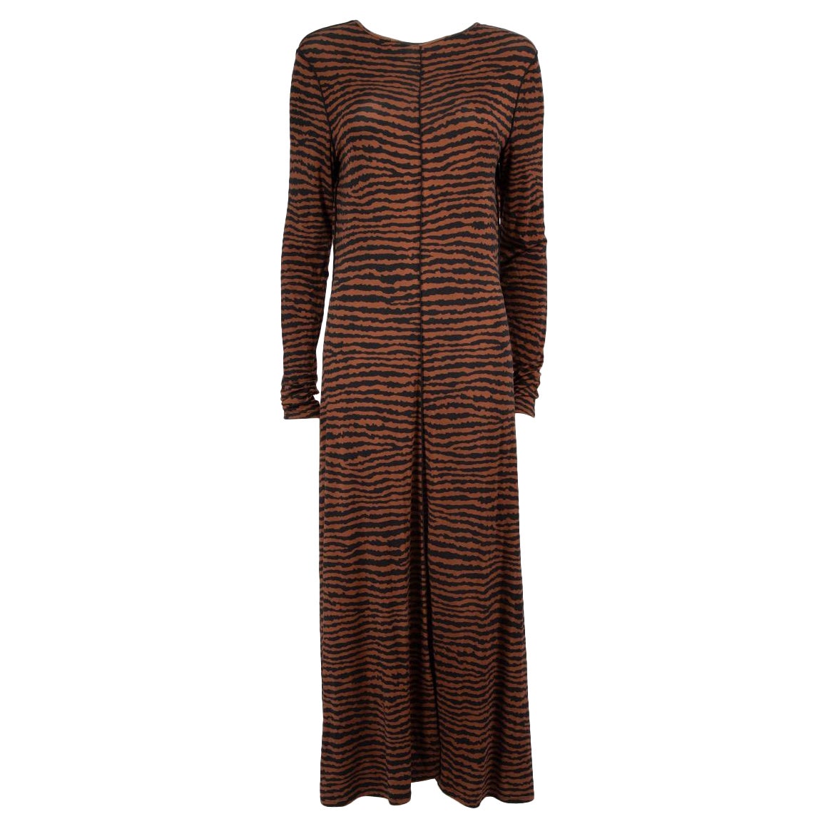 Proenza Schouler Brown Striped Long Sleeve Dress Size L For Sale