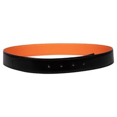 Hermès 2008 Bracelet de ceinture en cuir noir et orange