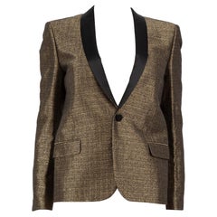 Saint Laurent Gold Wool Jacquard Blazer Jacket Size L